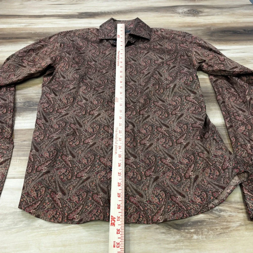 Y2K Banana Republic Dress Shirt L Paisley Button Down Cotton Slim French Cuffs